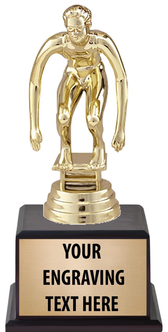7.5" TROPHY ON BROWN WOOD BASE
