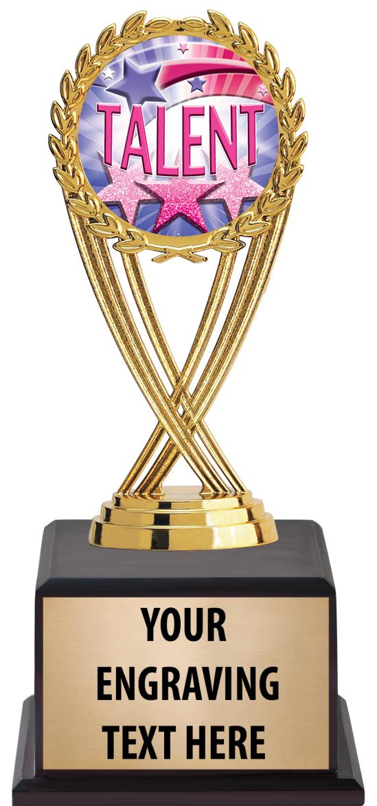 7.5" TROPHY ON BROWN WOOD BASE