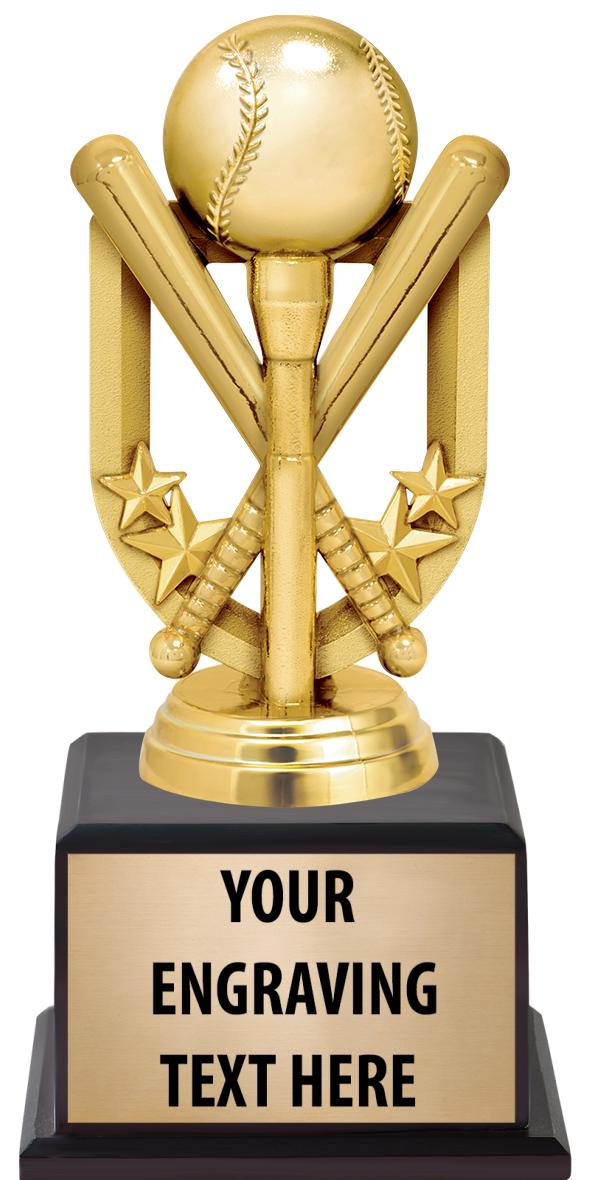 7.5" TROPHY ON BROWN WOOD BASE