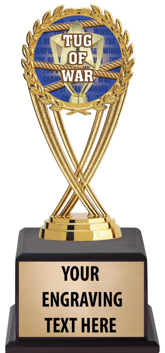 7.5" TROPHY ON BROWN WOOD BASE