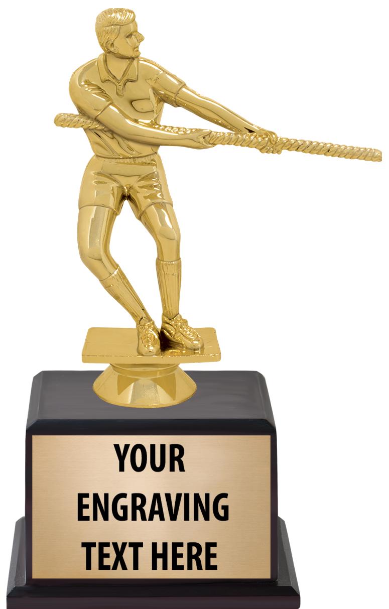 7.5" TROPHY ON BROWN WOOD BASE