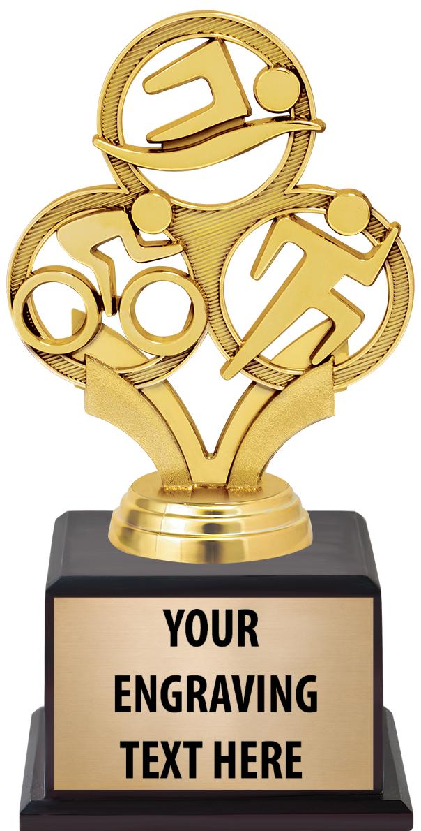 7.5" TROPHY ON BROWN WOOD BASE