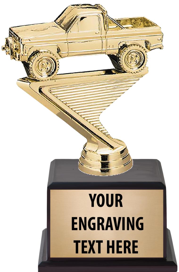 7.5" TROPHY ON BROWN WOOD BASE