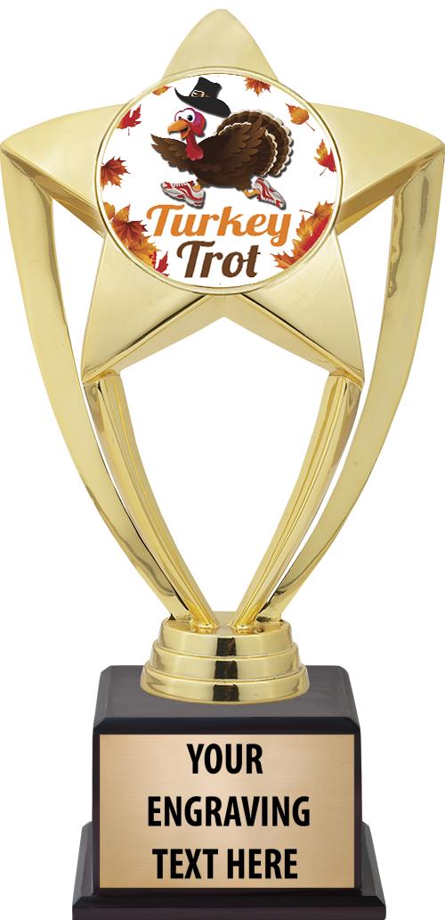 7.5" TROPHY ON BROWN WOOD BASE