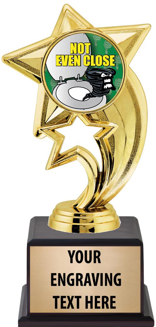 7.5" TROPHY ON BROWN WOOD BASE