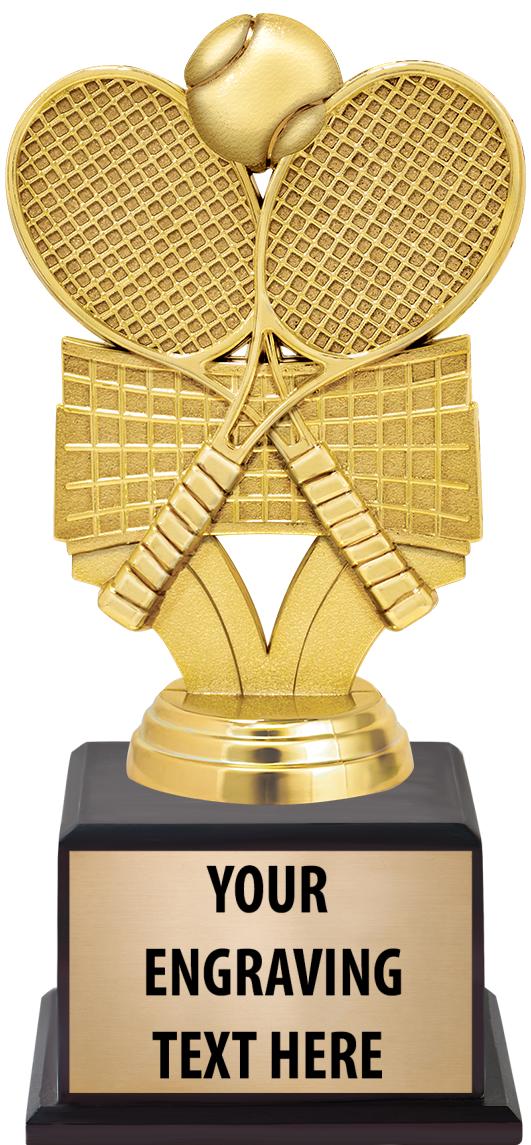 7.5" TROPHY ON BROWN WOOD BASE