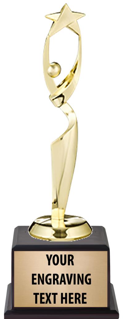 7.5" TROPHY ON BROWN WOOD BASE