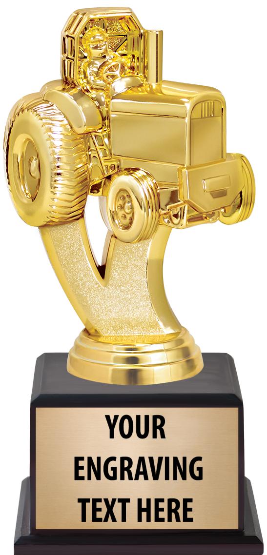 7.5" TROPHY ON BROWN WOOD BASE