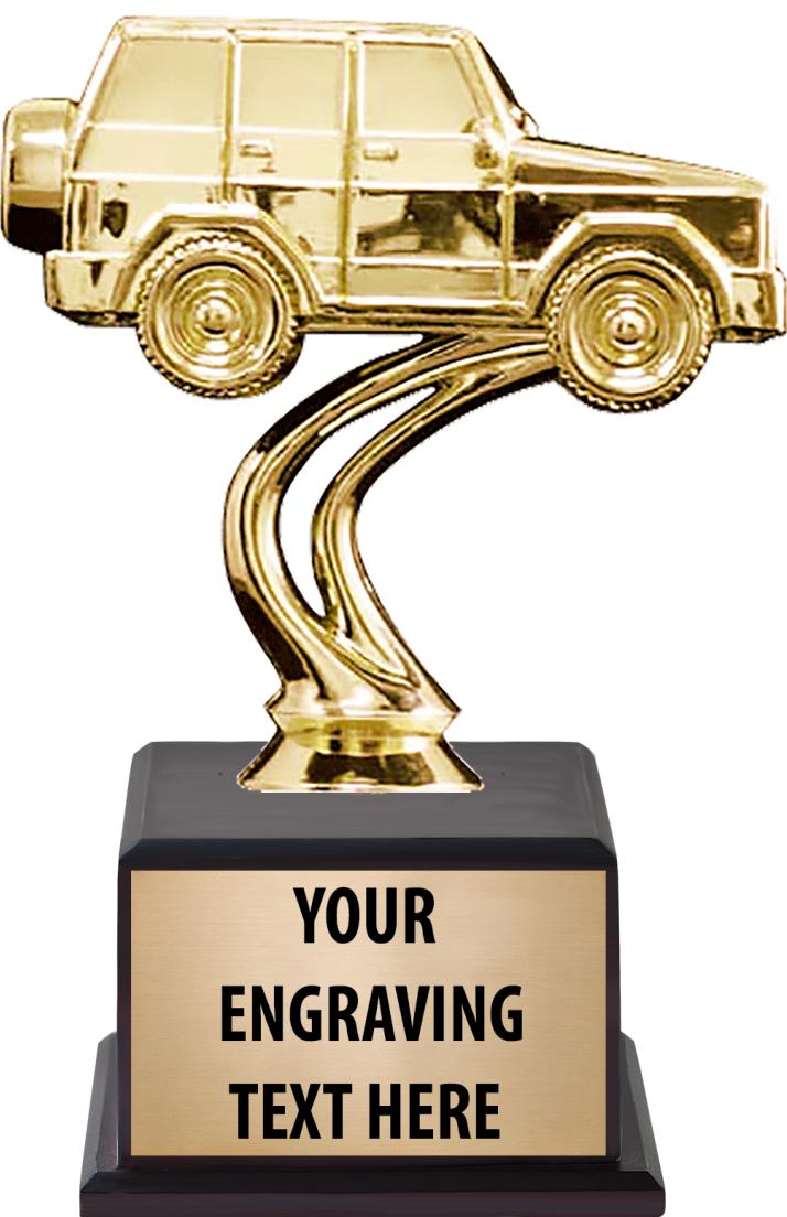 7.5" TROPHY ON BROWN WOOD BASE