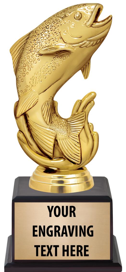 7.5" TROPHY ON BROWN WOOD BASE