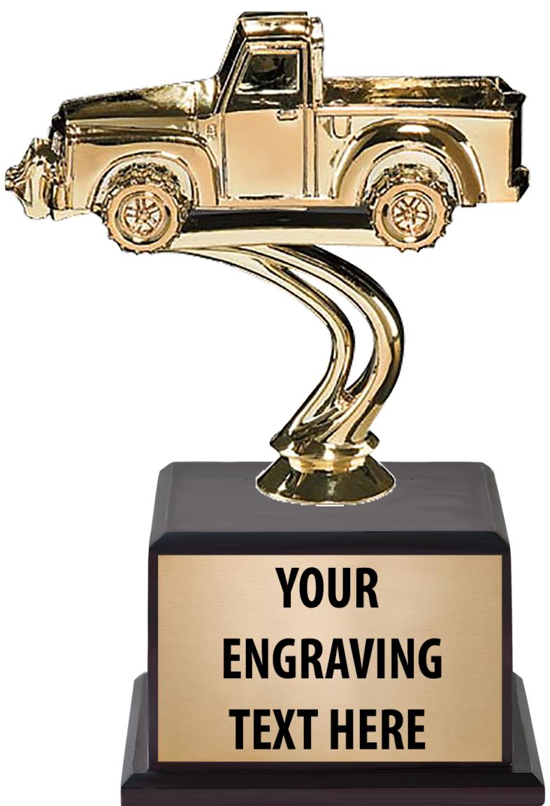 7.5" TROPHY ON BROWN WOOD BASE