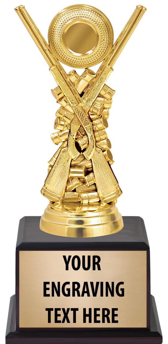 7.5" TROPHY ON BROWN WOOD BASE