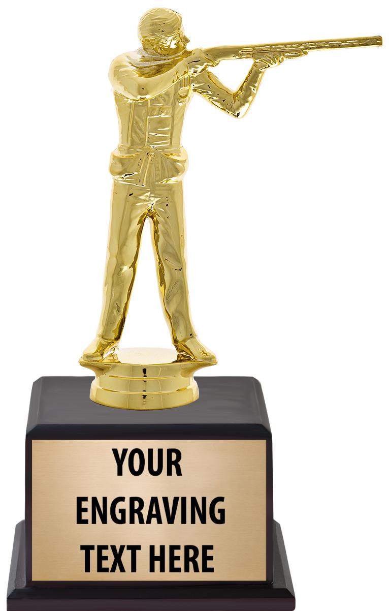 7.5" TROPHY ON BROWN WOOD BASE