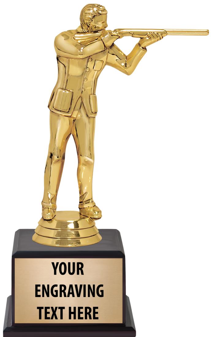 7.5" TROPHY ON BROWN WOOD BASE