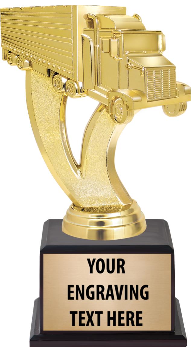 7.5" TROPHY ON BROWN WOOD BASE