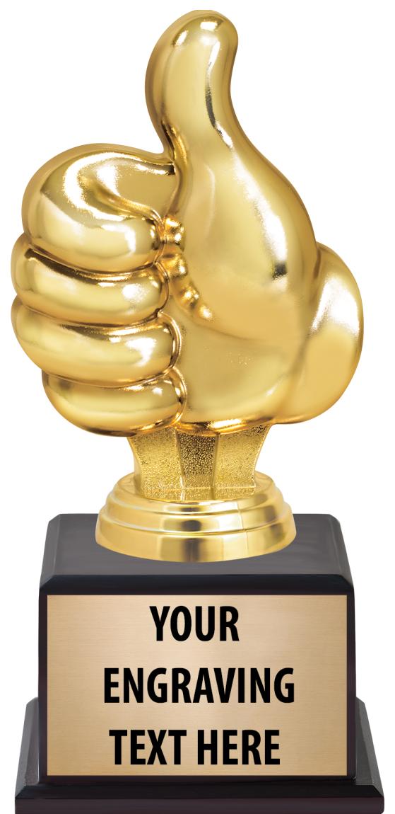 7.5" TROPHY ON BROWN WOOD BASE