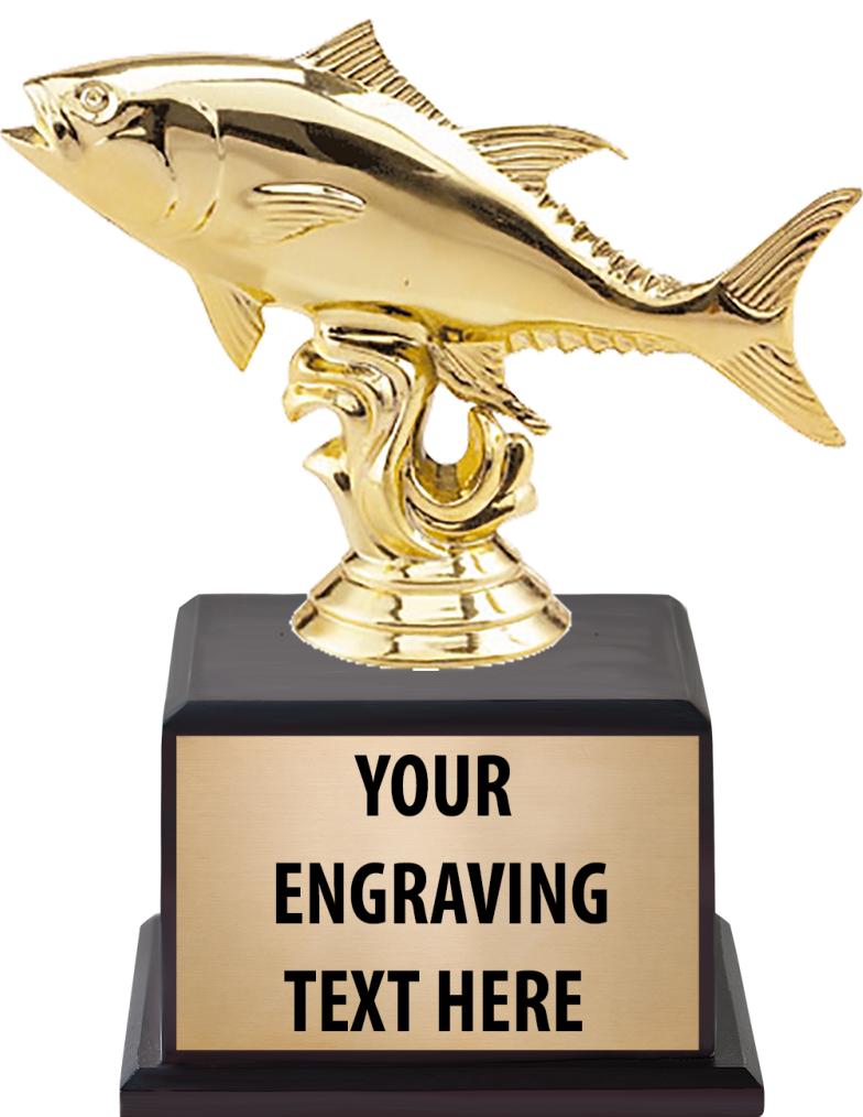 7.5" TROPHY ON BROWN WOOD BASE