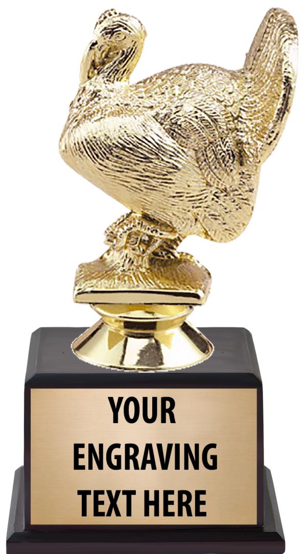 7.5" TROPHY ON BROWN WOOD BASE