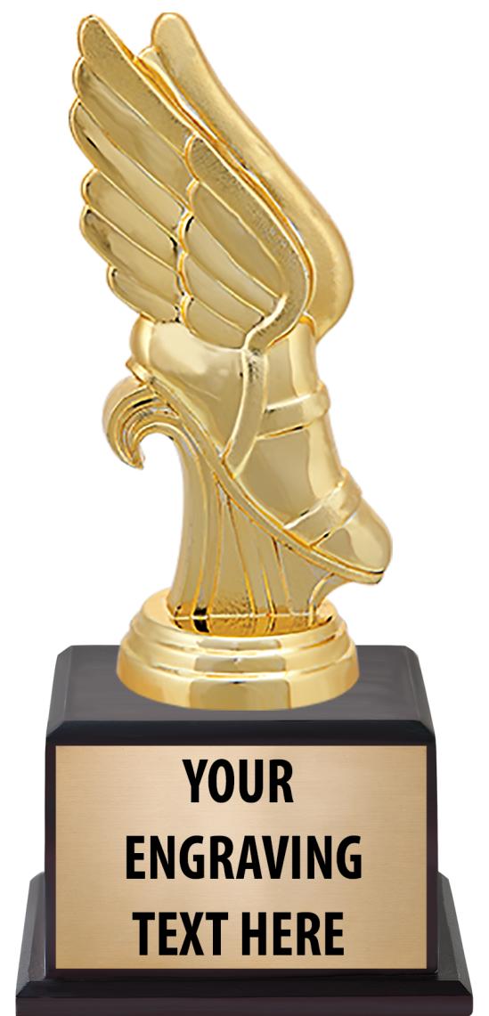 7.5" TROPHY ON BROWN WOOD BASE