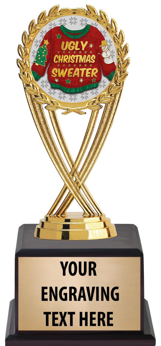 7.5" TROPHY ON BROWN WOOD BASE