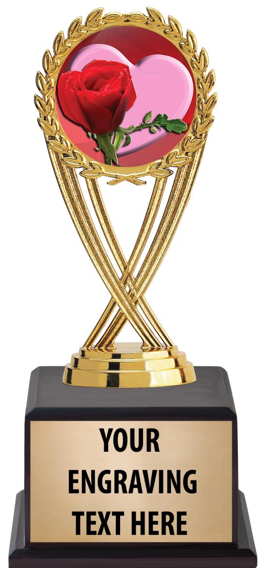 7.5" TROPHY ON BROWN WOOD BASE