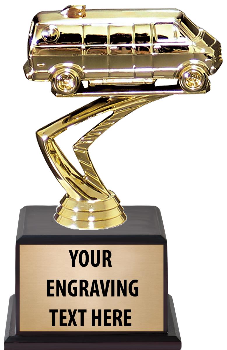 7.5" TROPHY ON BROWN WOOD BASE