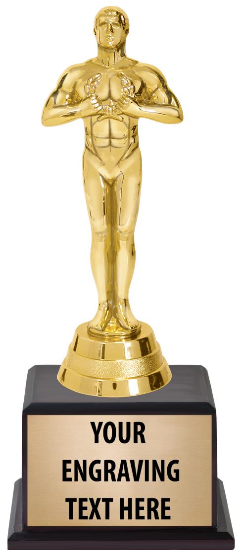 7.5" TROPHY ON BROWN WOOD BASE