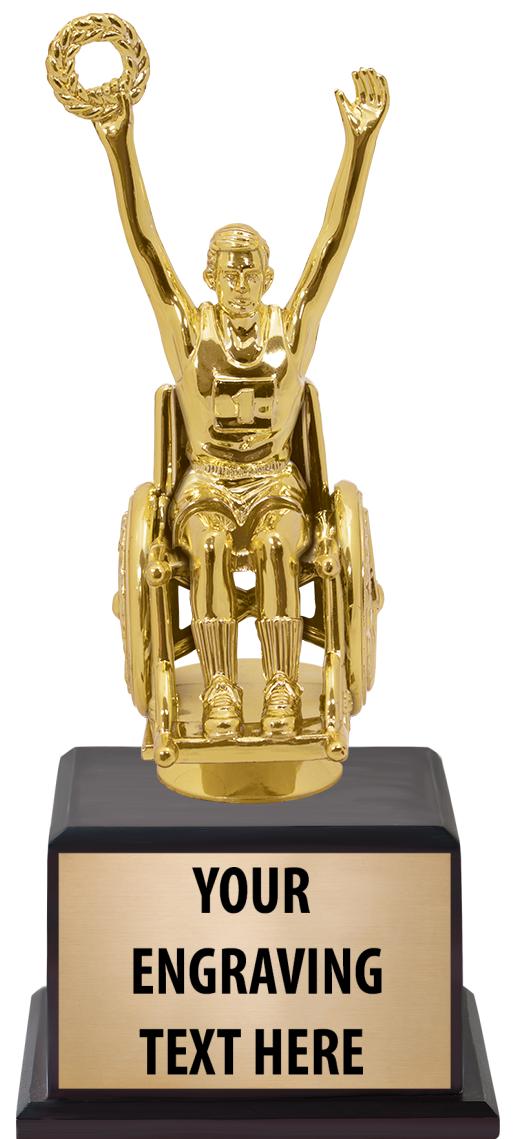 7.5" TROPHY ON BROWN WOOD BASE