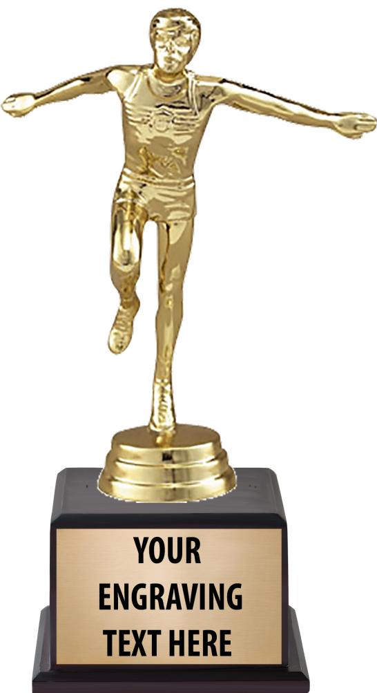 7.5" TROPHY ON BROWN WOOD BASE