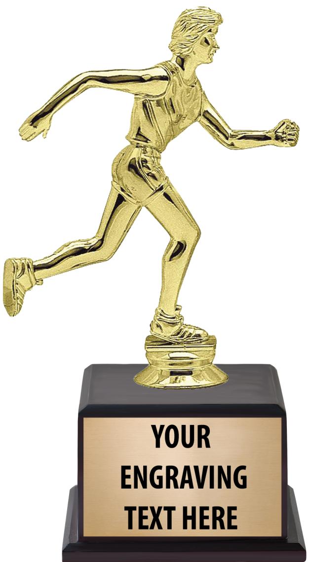 7.5" TROPHY ON BROWN WOOD BASE