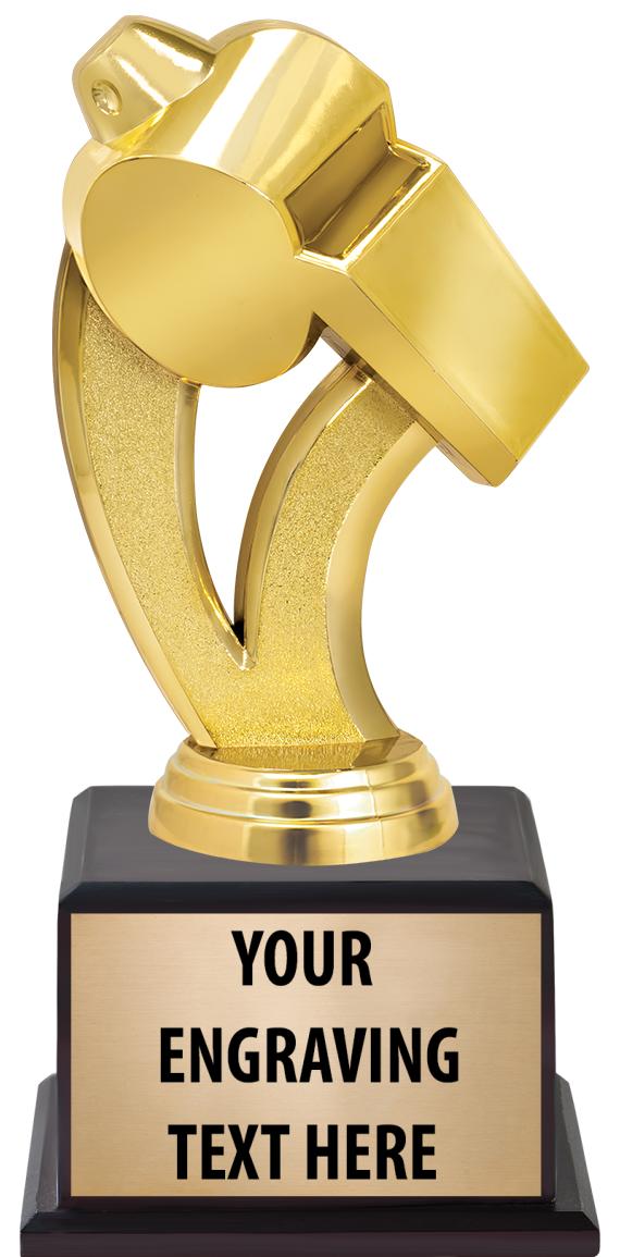 7.5" TROPHY ON BROWN WOOD BASE