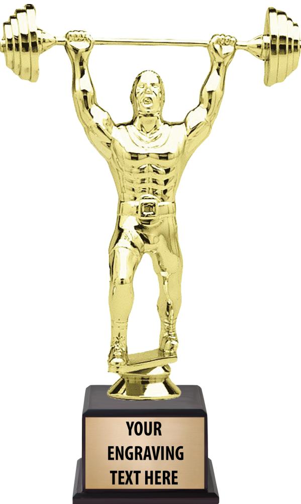 7.5" TROPHY ON BROWN WOOD BASE