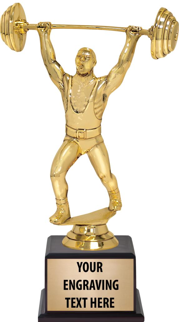 7.5" TROPHY ON BROWN WOOD BASE