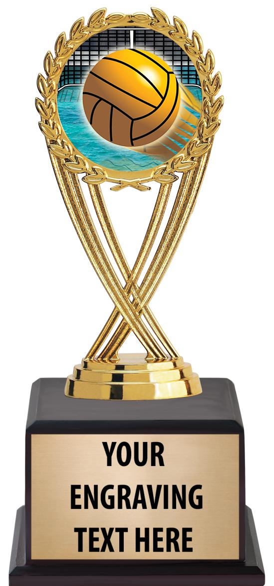 7.5" TROPHY ON BROWN WOOD BASE