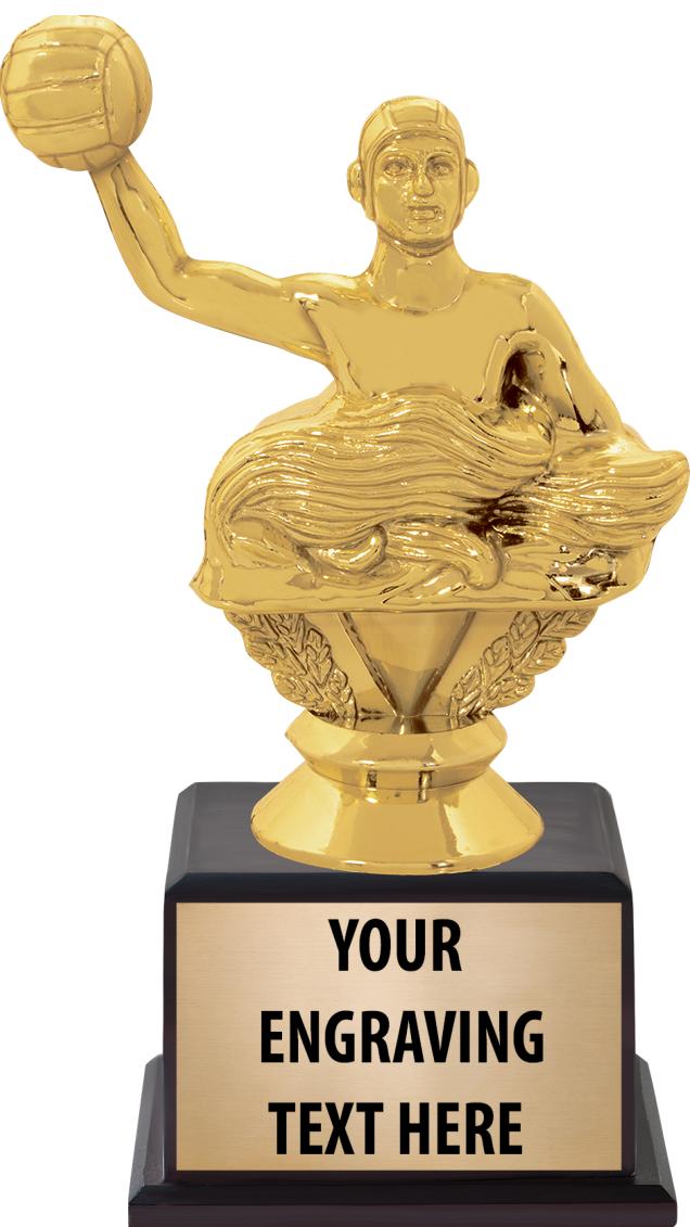 7.5" TROPHY ON BROWN WOOD BASE