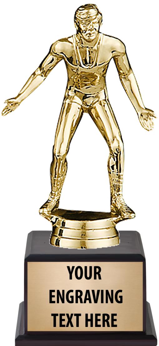 7.5" TROPHY ON BROWN WOOD BASE