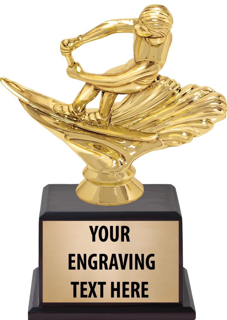 7.5" TROPHY ON BROWN WOOD BASE