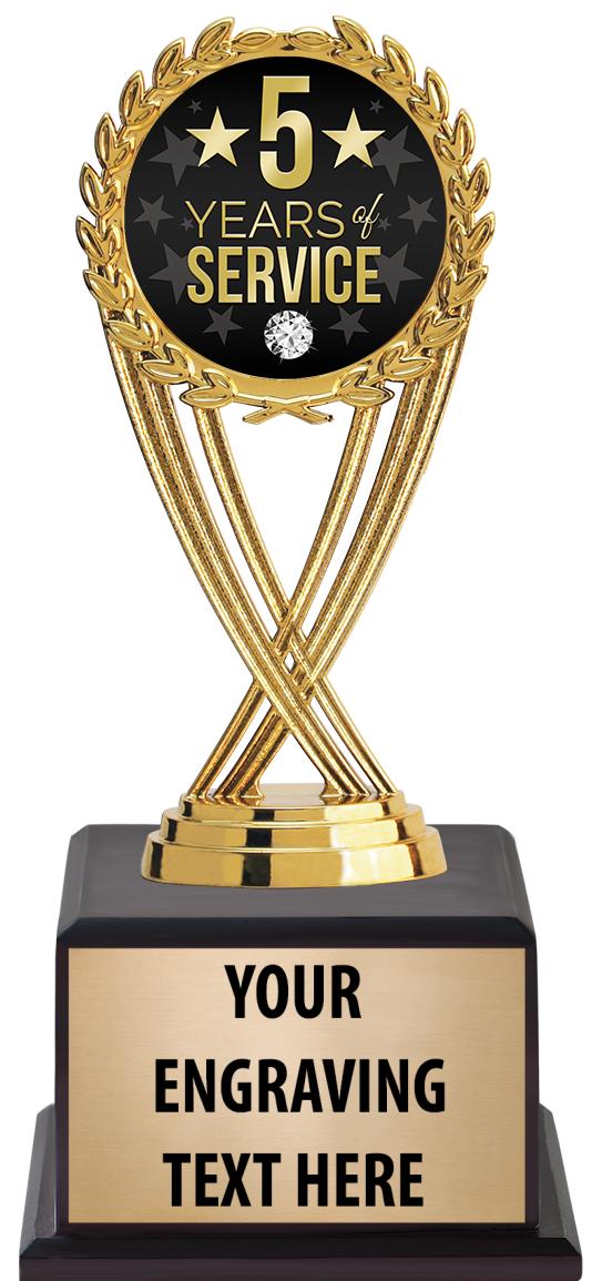 7.5" TROPHY ON BROWN WOOD BASE