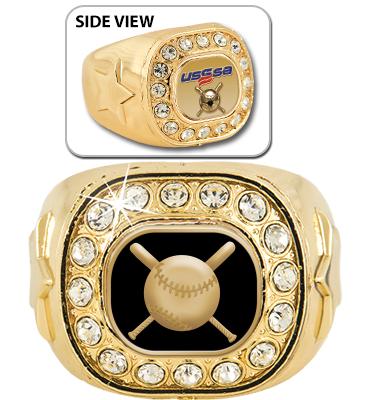 USSSA Gold Crystal Rings