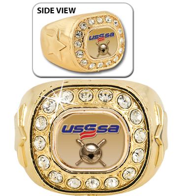 USSSA Gold Crystal Rings