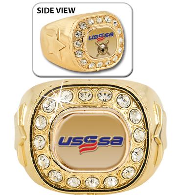 USSSA Gold Crystal Rings