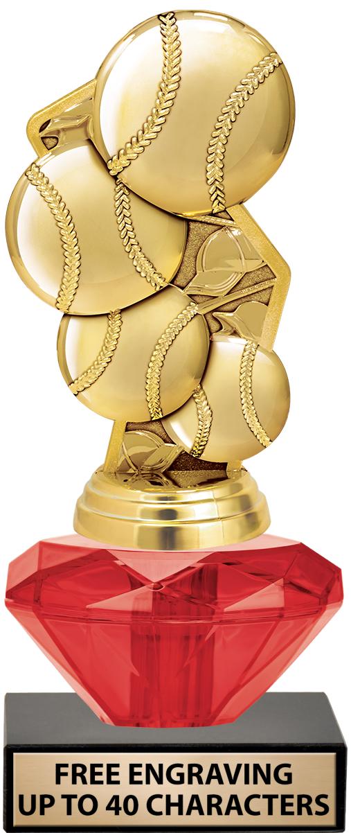 7"USSSA RED CRYSTALLINE TROPHY