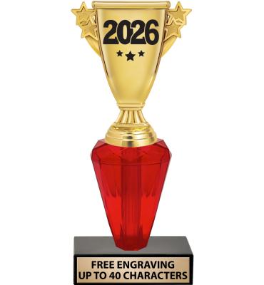 8 1/2" USSSA Red Crystalline Trophy