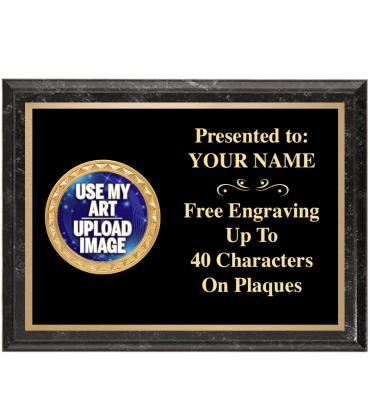 Executive Black Marbleized Horizontal Insert Plaque