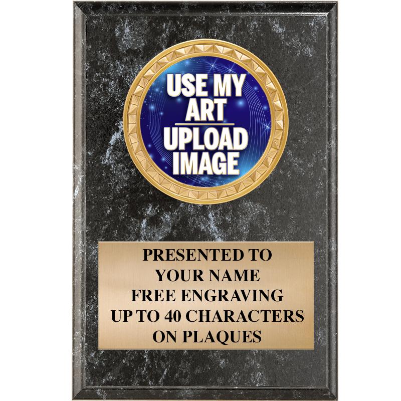 4" X 6" BLACK MBL INSERT PLQ