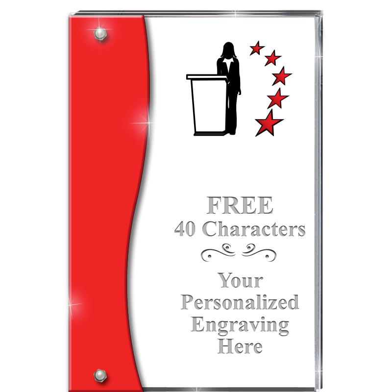 7.5" RUBY ACCENT WAVE ACRYLIC