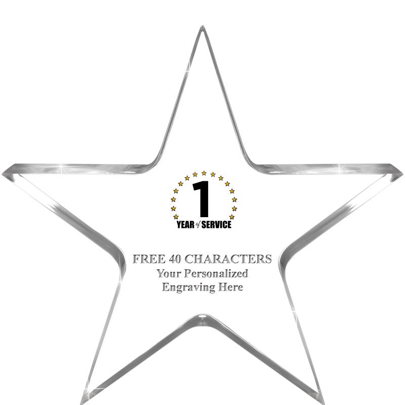 5" CLEAR STAR ACRYLIC 1" THICK