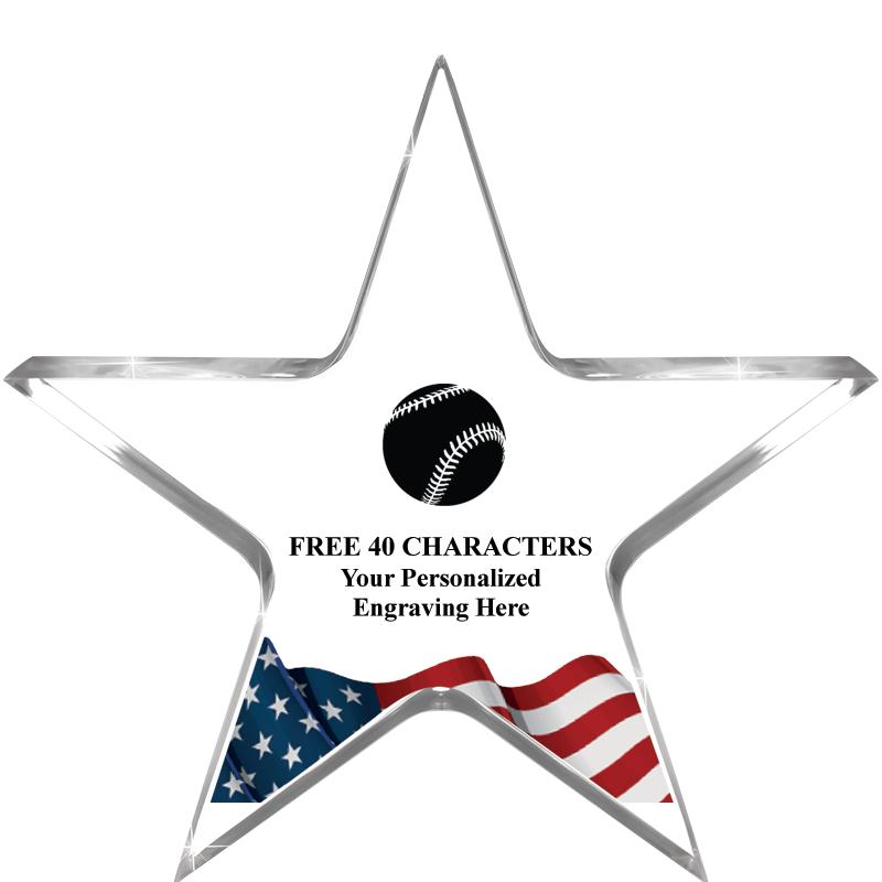 5" FLAG CLEAR STAR ACR 1" TH