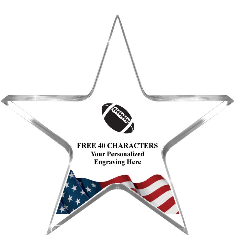 5" FLAG CLEAR STAR ACR 1" TH