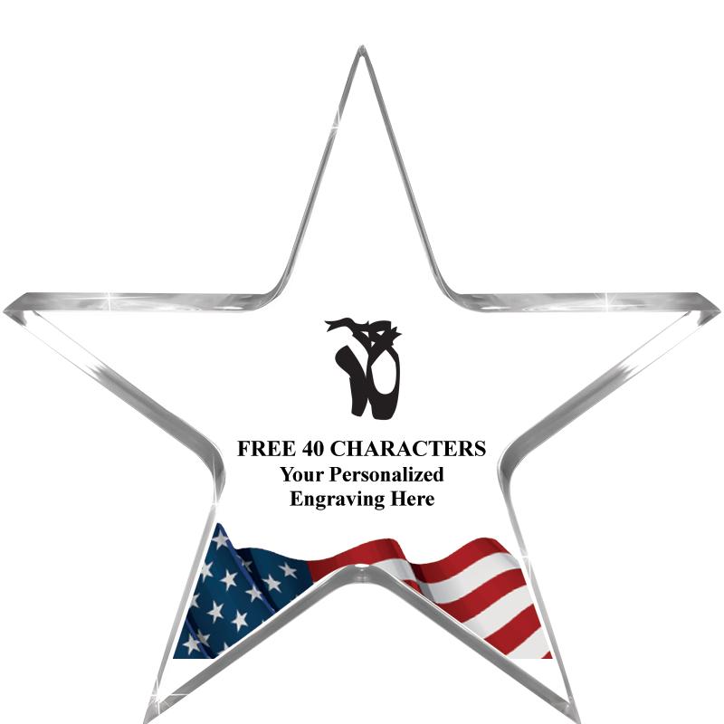 5" FLAG CLEAR STAR ACR 1" TH